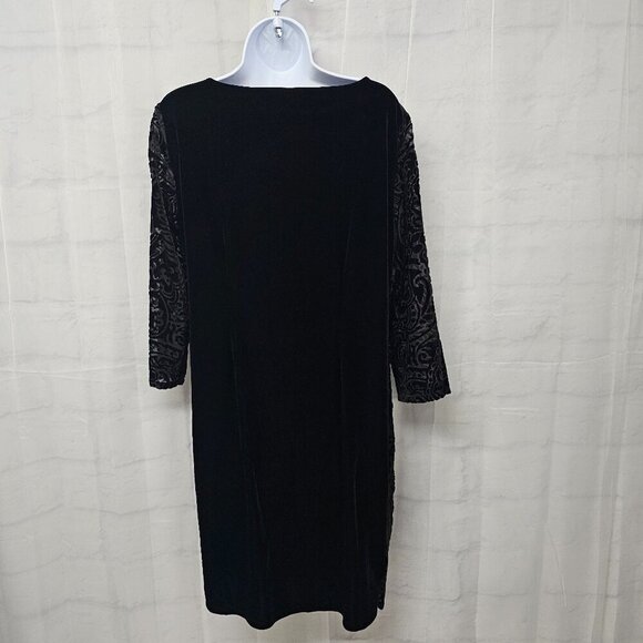Preston & York Dress Black Velour Burnout Sheer Shift Paisley Goth L - Picture 6 of 10